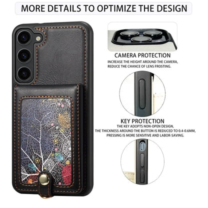 For Samsung Galaxy S24 Case Pattern Printed Card Holder Leather+TPU Phone Cover