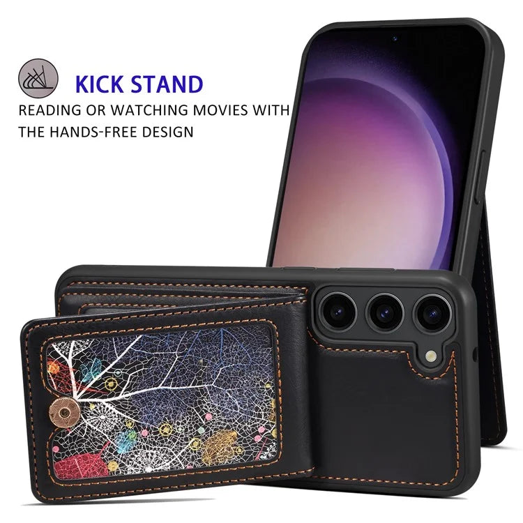 For Samsung Galaxy S24 Case Pattern Printed Card Holder Leather+TPU Phone Cover