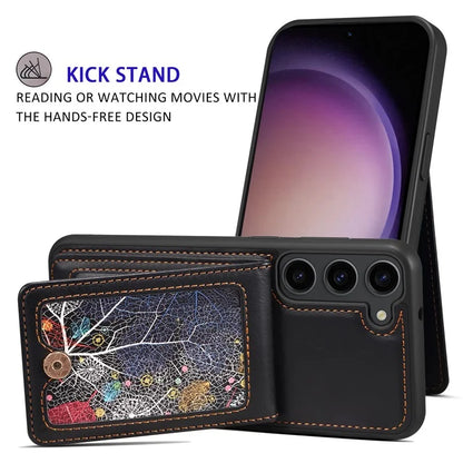 For Samsung Galaxy S24 Case Pattern Printed Card Holder Leather+TPU Phone Cover