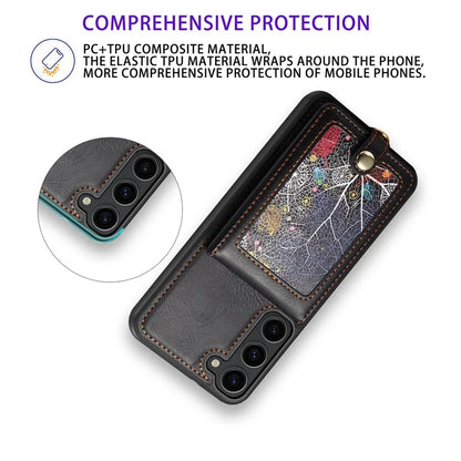 For Samsung Galaxy S24 Case Pattern Printed Card Holder Leather+TPU Phone Cover