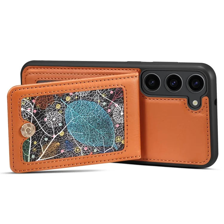 For Samsung Galaxy S24 Case Pattern Printed Card Holder Leather+TPU Phone Cover