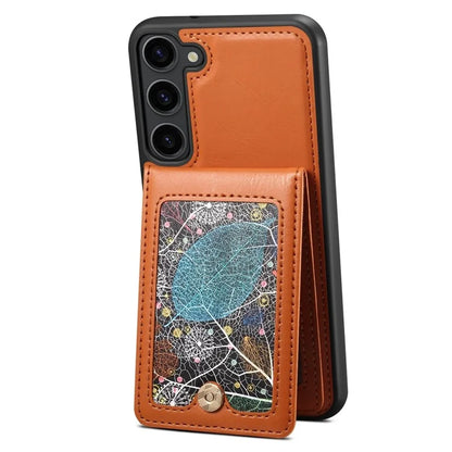 For Samsung Galaxy S24 Case Pattern Printed Card Holder Leather+TPU Phone Cover