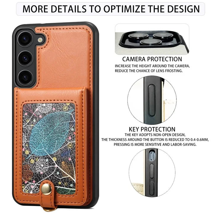 For Samsung Galaxy S24 Case Pattern Printed Card Holder Leather+TPU Phone Cover