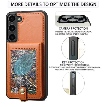 For Samsung Galaxy S24 Case Pattern Printed Card Holder Leather+TPU Phone Cover