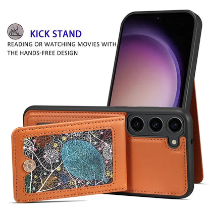For Samsung Galaxy S24 Case Pattern Printed Card Holder Leather+TPU Phone Cover