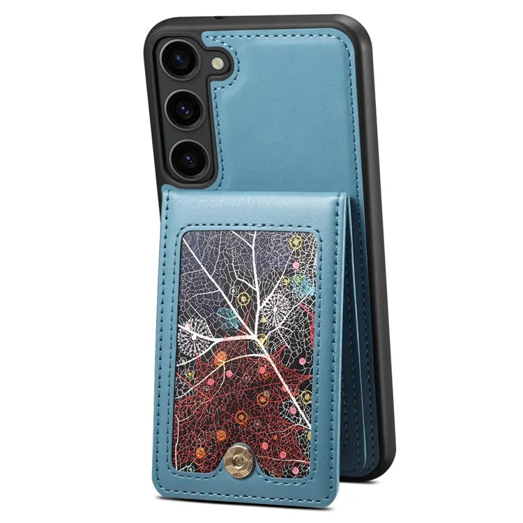 For Samsung Galaxy S24 Case Pattern Printed Card Holder Leather+TPU Phone Cover