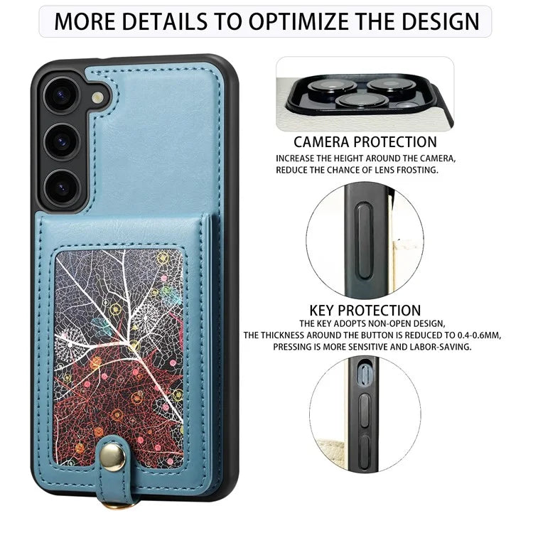 For Samsung Galaxy S24 Case Pattern Printed Card Holder Leather+TPU Phone Cover