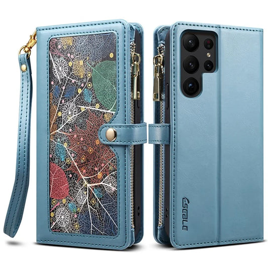 ESEBLE Galaxy Series For Samsung Galaxy S24 Ultra Cover RFID Blocking Leather Phone Stand Case