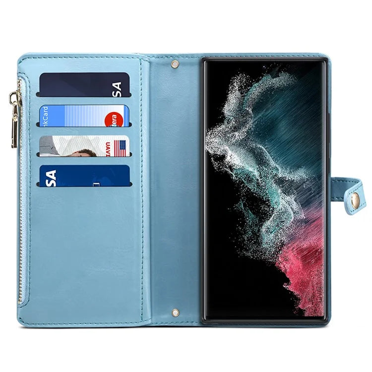 ESEBLE Galaxy Series For Samsung Galaxy S24 Ultra Cover RFID Blocking Leather Phone Stand Case