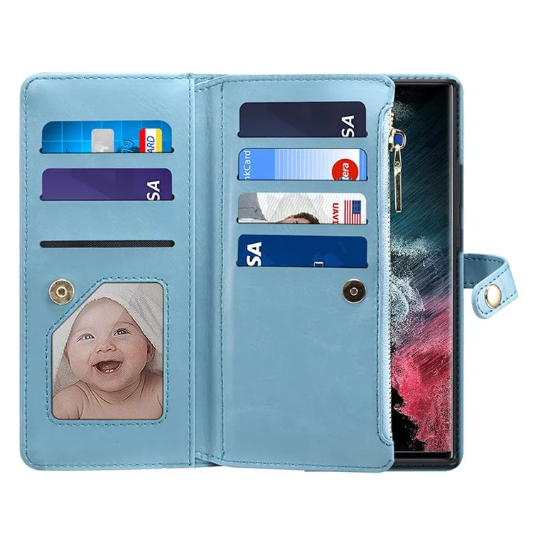 ESEBLE Galaxy Series For Samsung Galaxy S24 Ultra Cover RFID Blocking Leather Phone Stand Case