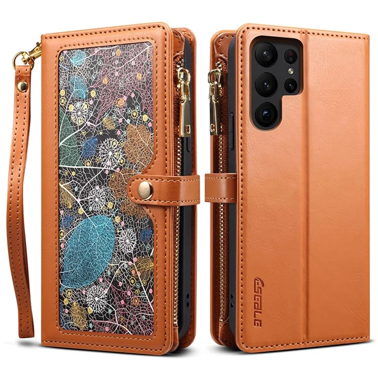 ESEBLE Galaxy Series For Samsung Galaxy S24 Ultra Cover RFID Blocking Leather Phone Stand Case