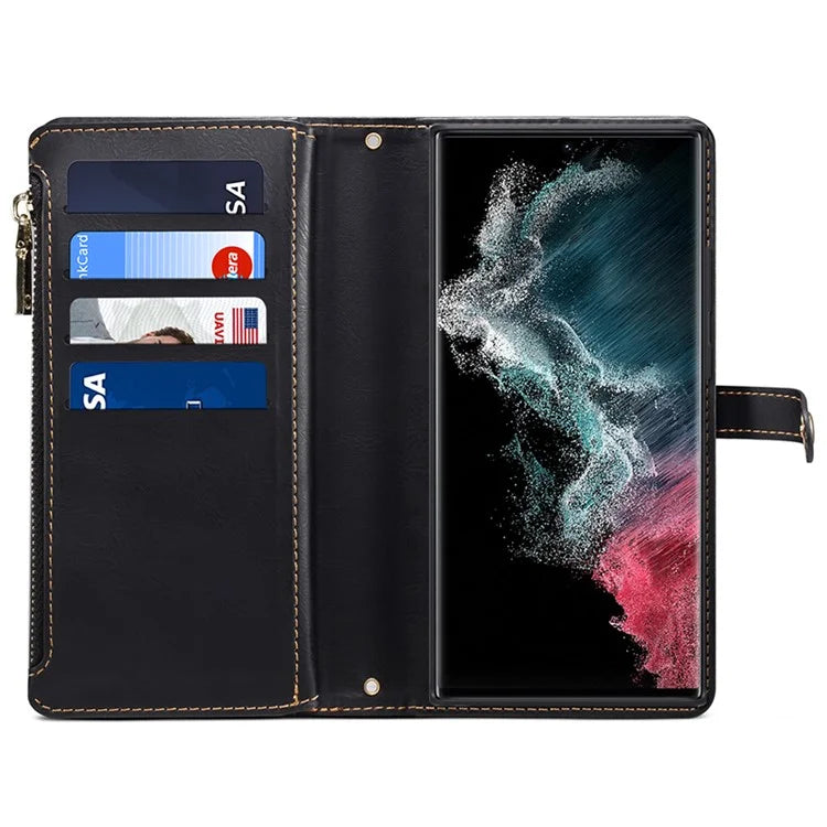 ESEBLE Galaxy Series For Samsung Galaxy S24 Ultra Cover RFID Blocking Leather Phone Stand Case