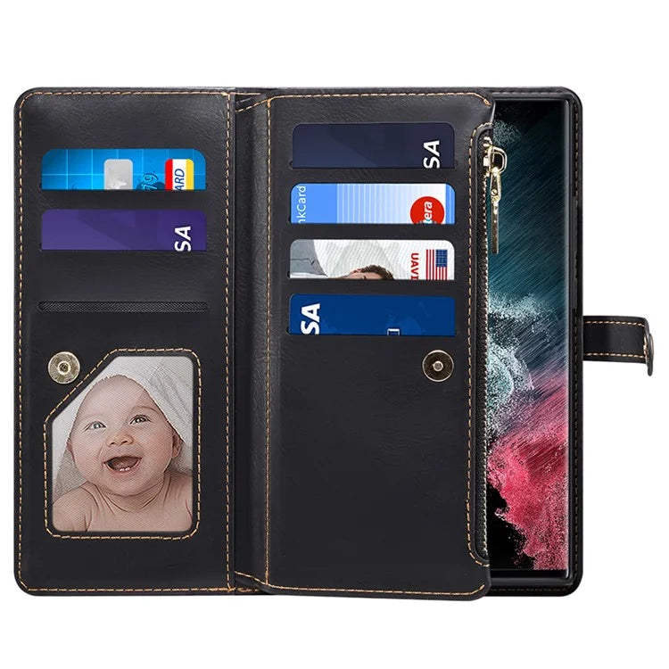ESEBLE Galaxy Series For Samsung Galaxy S24 Ultra Cover RFID Blocking Leather Phone Stand Case