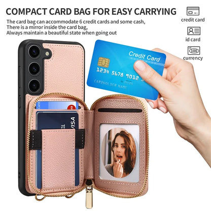 For Samsung Galaxy S24+ Case Kickstand Cover PU Leather+TPU Zipper Wallet with Chain Strap