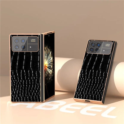 For Xiaomi Mix Fold 3 5G Case Crocodile Pattern Electroplating Phone Cover