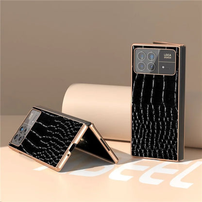 For Xiaomi Mix Fold 3 5G Case Crocodile Pattern Electroplating Phone Cover