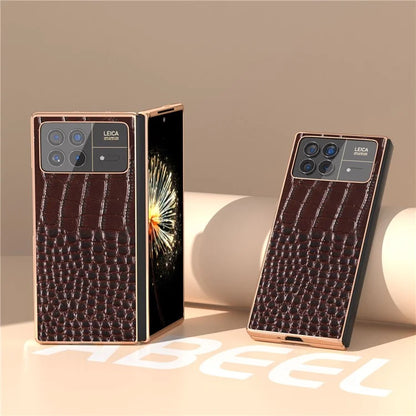 For Xiaomi Mix Fold 3 5G Case Crocodile Pattern Electroplating Phone Cover