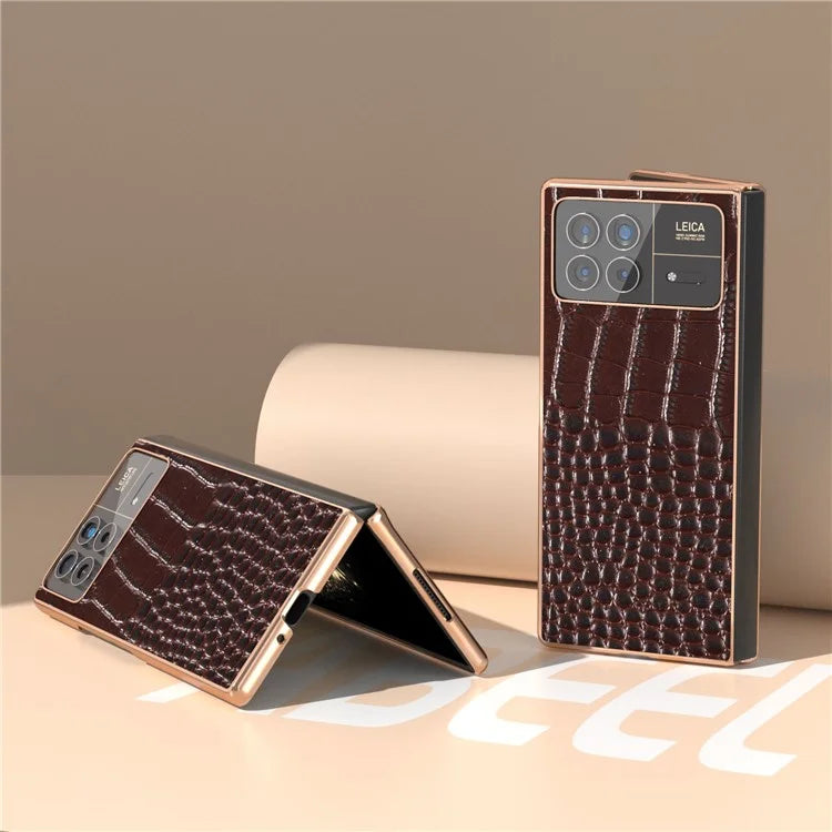 For Xiaomi Mix Fold 3 5G Case Crocodile Pattern Electroplating Phone Cover