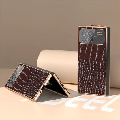 For Xiaomi Mix Fold 3 5G Case Crocodile Pattern Electroplating Phone Cover