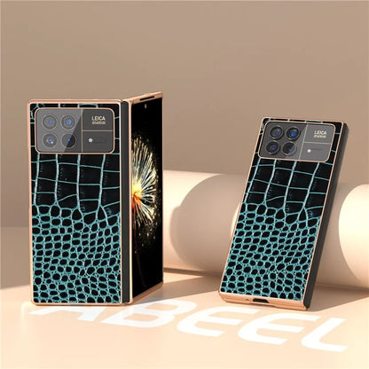 For Xiaomi Mix Fold 3 5G Case Crocodile Pattern Electroplating Phone Cover