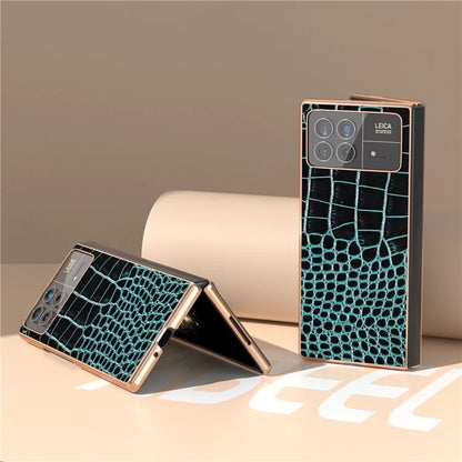 For Xiaomi Mix Fold 3 5G Case Crocodile Pattern Electroplating Phone Cover