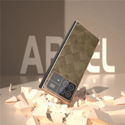 For Xiaomi Mix Fold 3 5G Case Grid Texture Leather+PC Electroplating Phone Cover