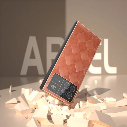For Xiaomi Mix Fold 3 5G Case Grid Texture Leather+PC Electroplating Phone Cover