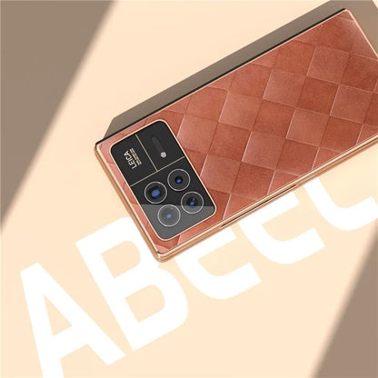 For Xiaomi Mix Fold 3 5G Case Grid Texture Leather+PC Electroplating Phone Cover