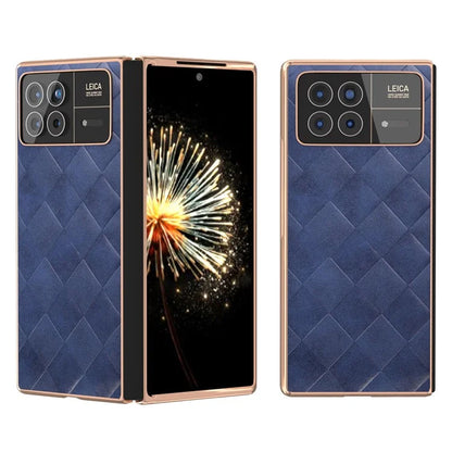For Xiaomi Mix Fold 3 5G Case Grid Texture Leather+PC Electroplating Phone Cover