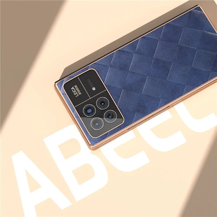 For Xiaomi Mix Fold 3 5G Case Grid Texture Leather+PC Electroplating Phone Cover