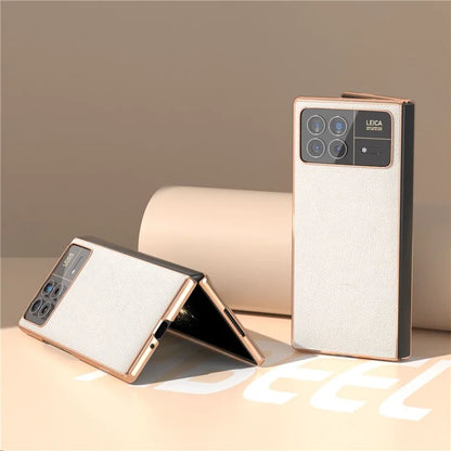 For Xiaomi Mix Fold 3 5G Case Genuine Cow Leather+PC Anti Drop Phone Cover