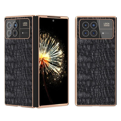 For Xiaomi Mix Fold 3 5G Case Shockproof Genuine Cow Leather+PC Electroplating Cover