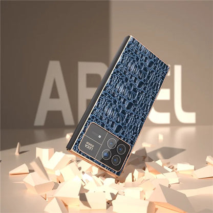 For Xiaomi Mix Fold 3 5G Case Shockproof Genuine Cow Leather+PC Electroplating Cover