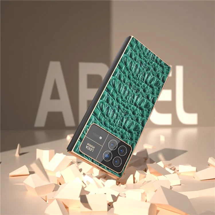 For Xiaomi Mix Fold 3 5G Case Shockproof Genuine Cow Leather+PC Electroplating Cover