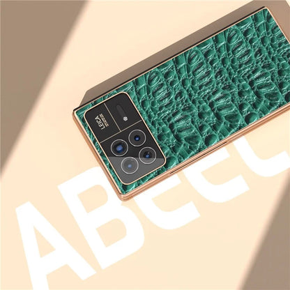 For Xiaomi Mix Fold 3 5G Case Shockproof Genuine Cow Leather+PC Electroplating Cover