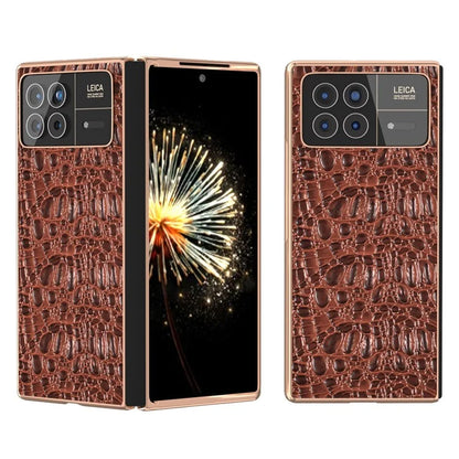 For Xiaomi Mix Fold 3 5G Case Shockproof Genuine Cow Leather+PC Electroplating Cover