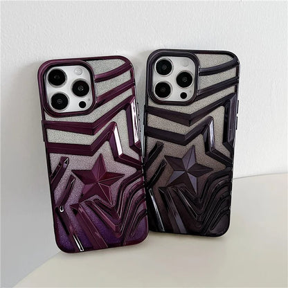 For iPhone 15 Pro Max Case Gradient TPU Shell Wishing Star Pattern Phone Cover with Glittery Paper
