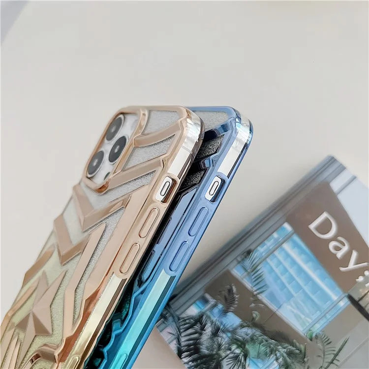 For iPhone 15 Pro Max Case Gradient TPU Shell Wishing Star Pattern Phone Cover with Glittery Paper