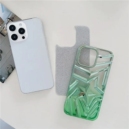 For iPhone 15 Pro Max Case Gradient TPU Shell Wishing Star Pattern Phone Cover with Glittery Paper