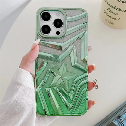 For iPhone 15 Pro Max Case Gradient TPU Shell Wishing Star Pattern Phone Cover with Glittery Paper