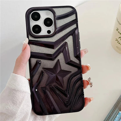 For iPhone 15 Pro Max Case Gradient TPU Shell Wishing Star Pattern Phone Cover with Glittery Paper
