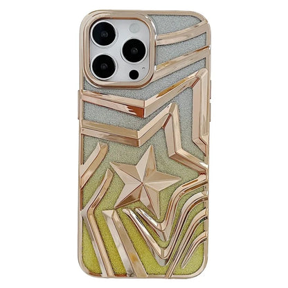 For iPhone 15 Pro Case Wishing Star Pattern Gradient TPU Phone Cover with Glittery Paper
