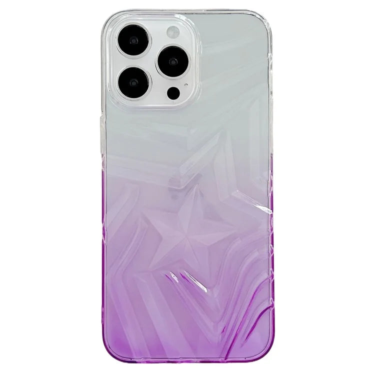 For iPhone 15 Pro Max Case Dual Color Gradient Wishing Star Pattern TPU Phone Cover