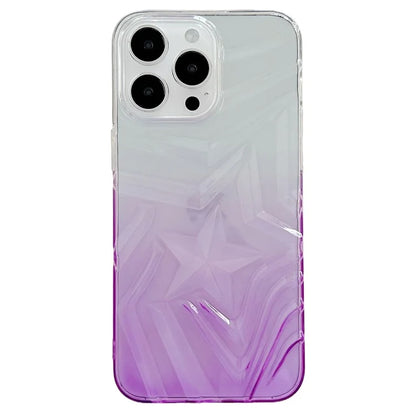 For iPhone 15 Pro Max Case Dual Color Gradient Wishing Star Pattern TPU Phone Cover