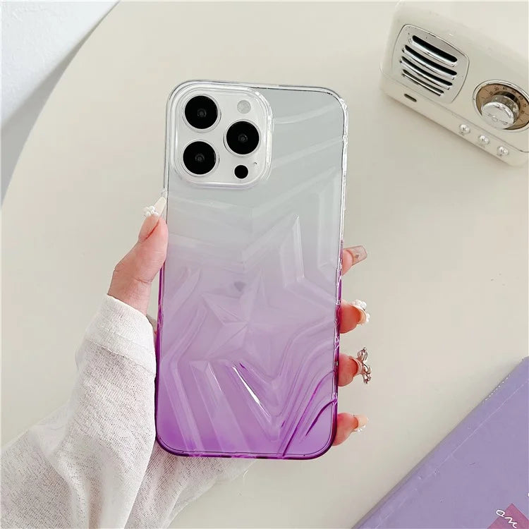 For iPhone 15 Pro Max Case Dual Color Gradient Wishing Star Pattern TPU Phone Cover