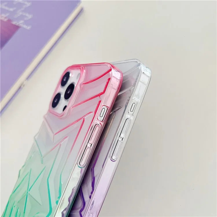 For iPhone 15 Pro Max Case Dual Color Gradient Wishing Star Pattern TPU Phone Cover