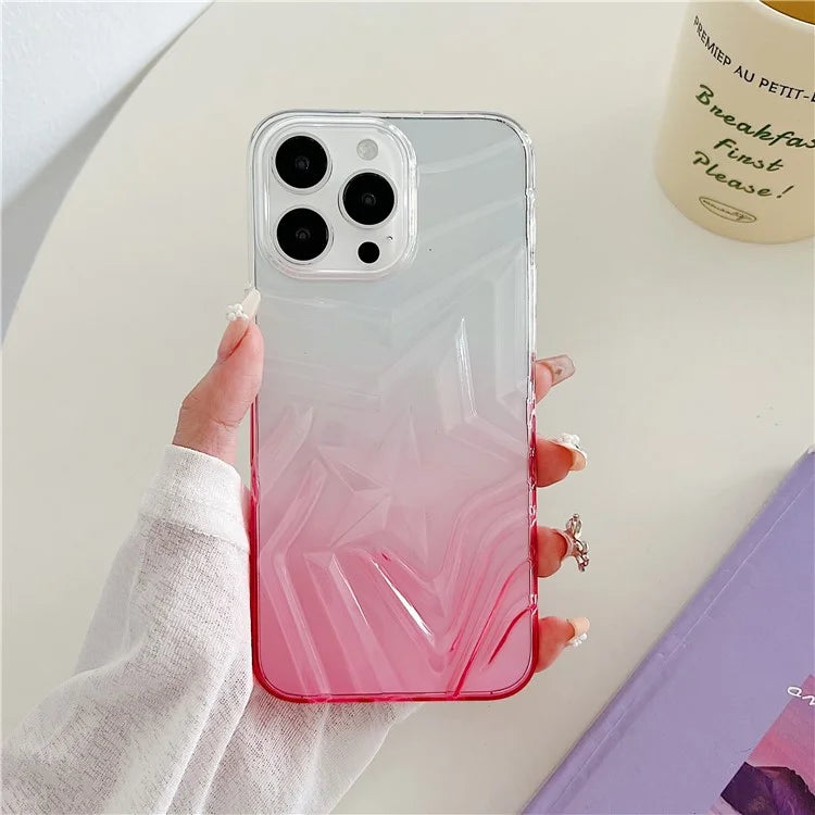 For iPhone 15 Pro Max Case Dual Color Gradient Wishing Star Pattern TPU Phone Cover