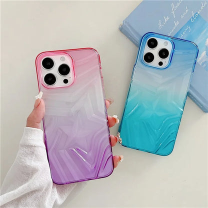 For iPhone 15 Pro Max Case Dual Color Gradient Wishing Star Pattern TPU Phone Cover