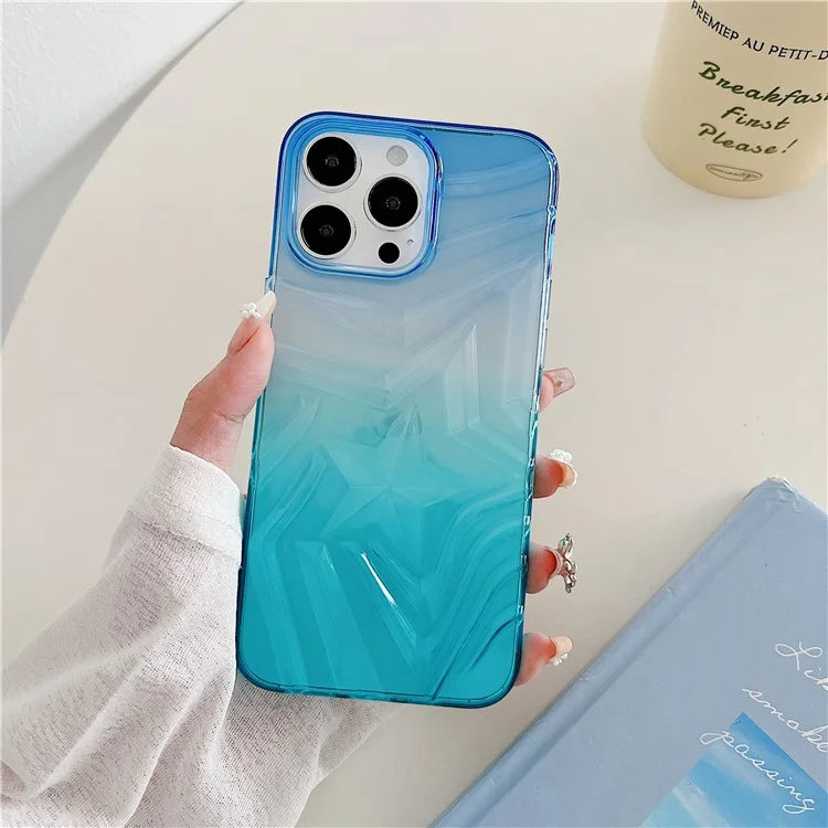 For iPhone 15 Pro Max Case Dual Color Gradient Wishing Star Pattern TPU Phone Cover