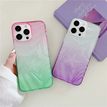 For iPhone 15 Pro Max Case Dual Color Gradient Wishing Star Pattern TPU Phone Cover
